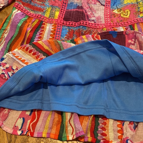 Calessa Fiesta Patchwork Print Boho Hippie Festival Square Neck Top Sz SMALL - Picture 7 of 11